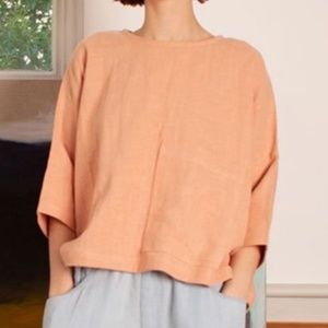 LF Markey 'Harley' Linen Swing Crop Top with Pocket, One Size